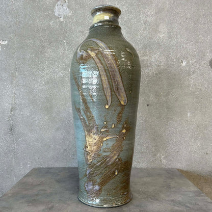 Vintage Tall Studio Pottery Vase in Blueish - Signed