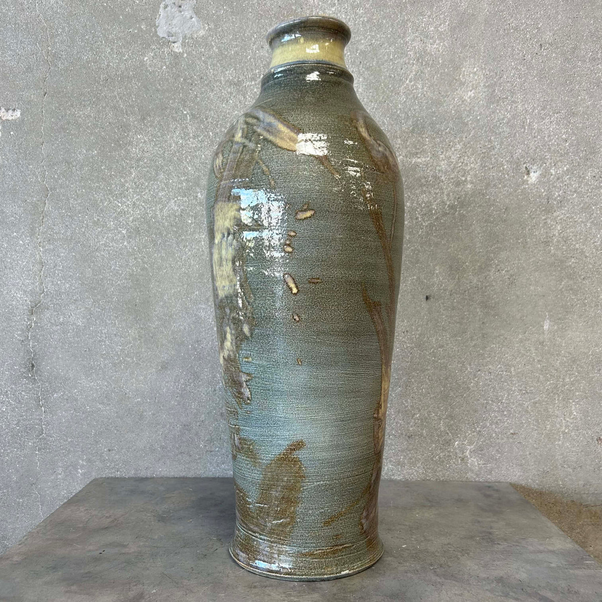 Vintage Tall Studio Pottery Vase in Blueish - Signed