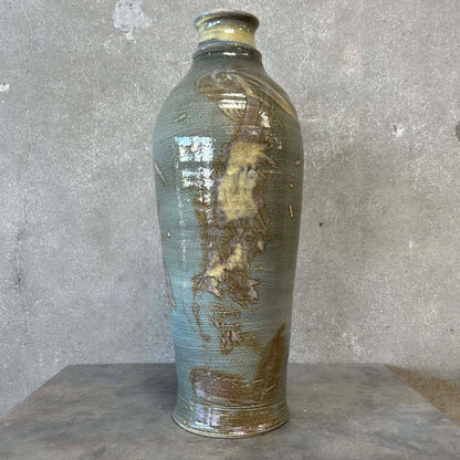 Vintage Tall Studio Pottery Vase in Blueish - Signed