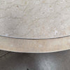 Vintage Post Modern Half Moon Beige Wood & Travertine Coffee Table