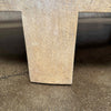 Vintage Post Modern Half Moon Beige Wood & Travertine Coffee Table