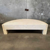 Vintage Post Modern Half Moon Beige Wood & Travertine Coffee Table
