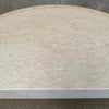 Vintage Post Modern Half Moon Beige Wood & Travertine Coffee Table