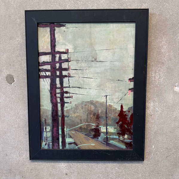 Jan Paul Original Cityscape With Power Lines