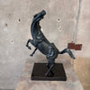 Signed Bronze Sculpture of Horse Mounted on Marble Base
