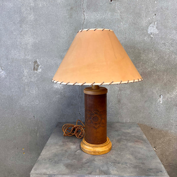 Monterey Furniture Leather Tooled Lamp