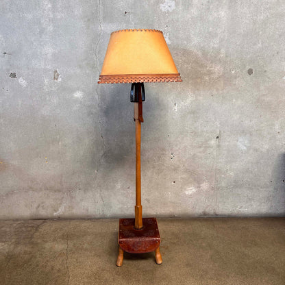 Monterey Furniture Floor Lamp - Tooled Leather Detail