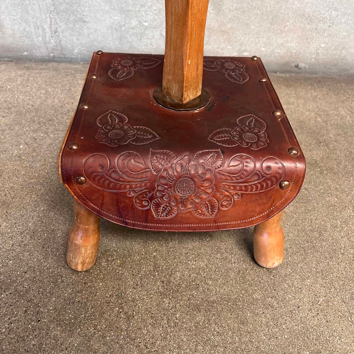 Monterey Furniture Floor Lamp - Tooled Leather Detail