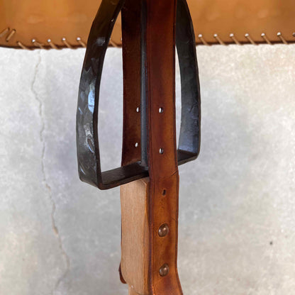 Monterey Furniture Floor Lamp - Tooled Leather Detail