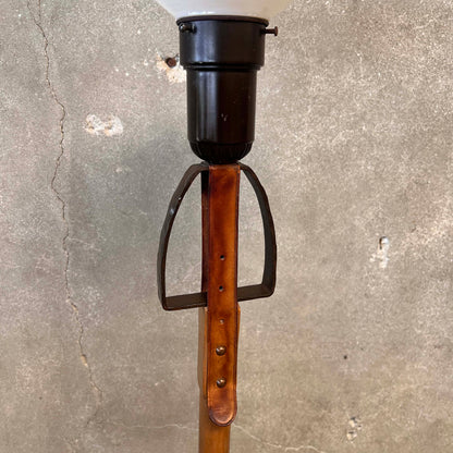 Monterey Furniture Floor Lamp - Tooled Leather Detail