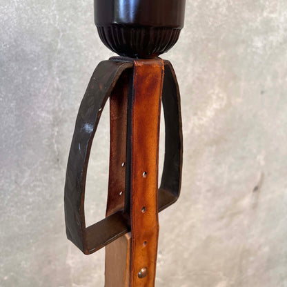 Monterey Furniture Floor Lamp - Tooled Leather Detail