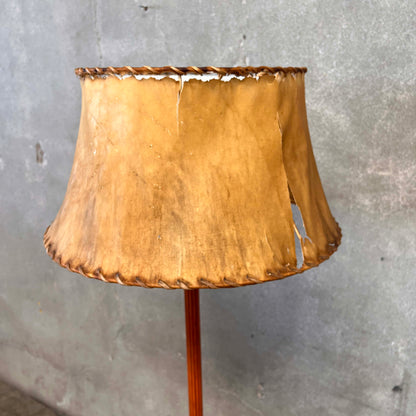 Monterey Furniture Orange Painted Floor Lamp w/ Distressed Leather Shade