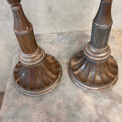 Pair of Old Mexico Silvered Tin Candle Sticks