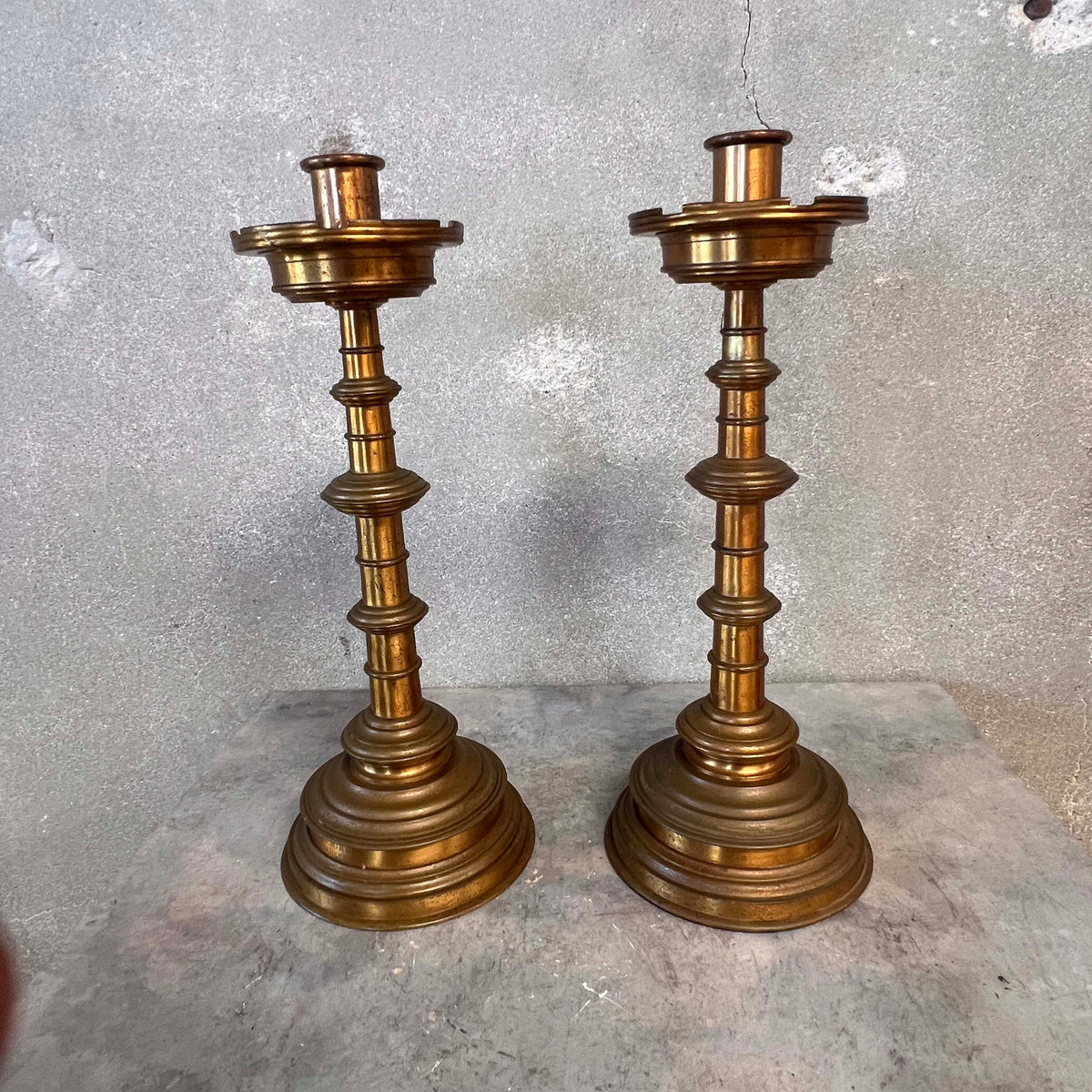 Pair of Large Gorham Brass Candlesticks