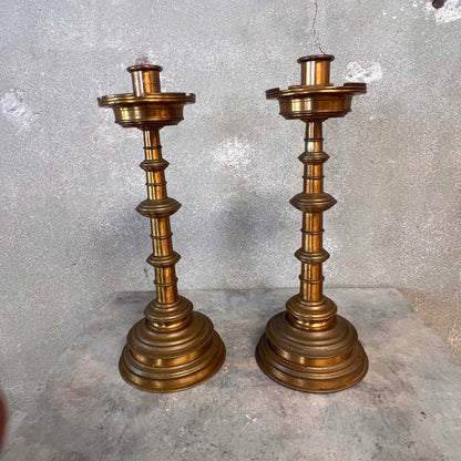 Pair of Large Gorham Brass Candlesticks