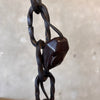 Mid Century Spanish Revival/Gothic Four-Arm Iron & Amber Glass Plug-In Chandelier