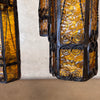 Mid Century Spanish Revival/Gothic Four-Arm Iron & Amber Glass Plug-In Chandelier
