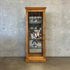 Oak Sliding Door Display Case w/ 4 Adjustable Glass Shelves