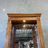 Oak Sliding Door Display Case w/ 4 Adjustable Glass Shelves