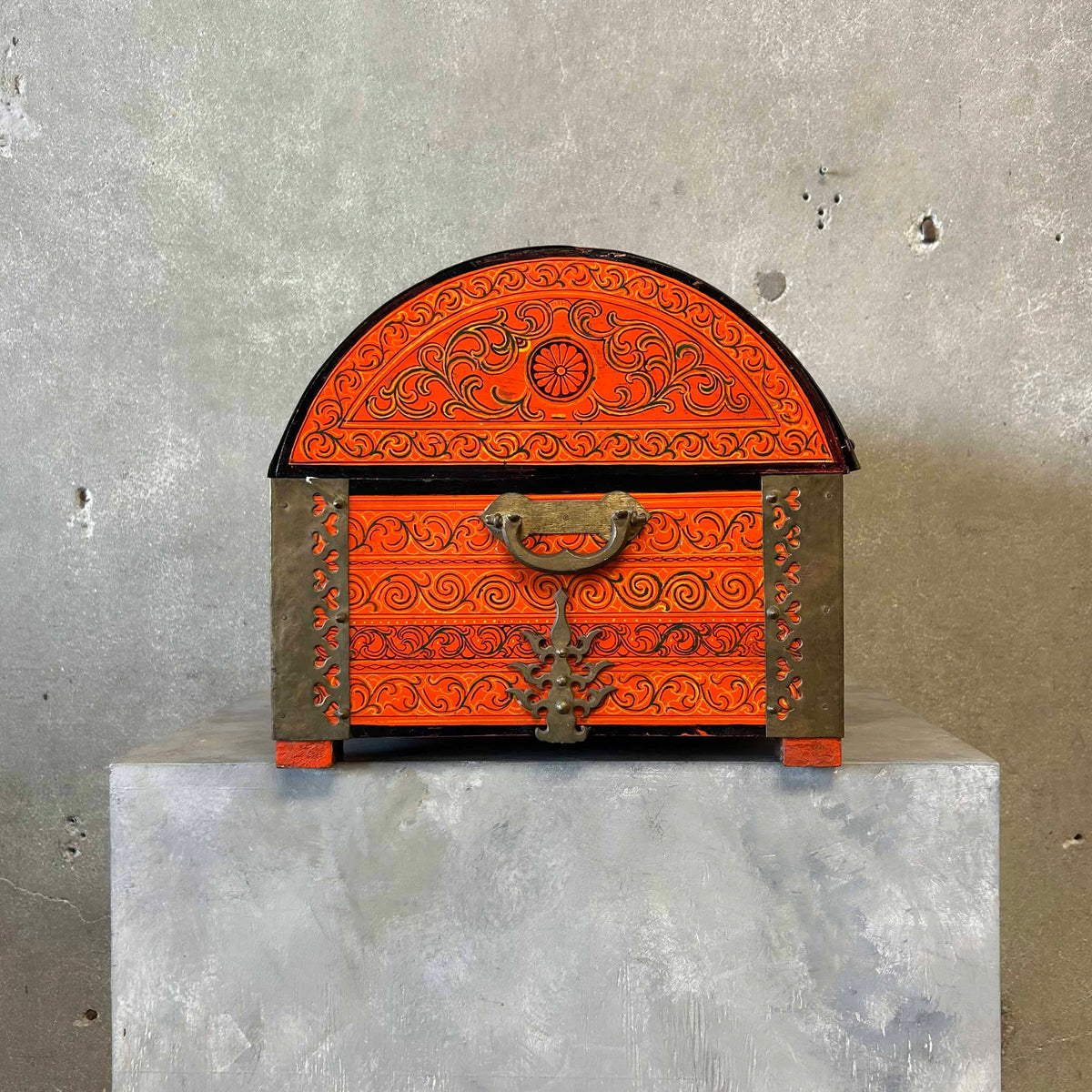 Mid Century Burnt Orange South Asian Chest C. 1960s