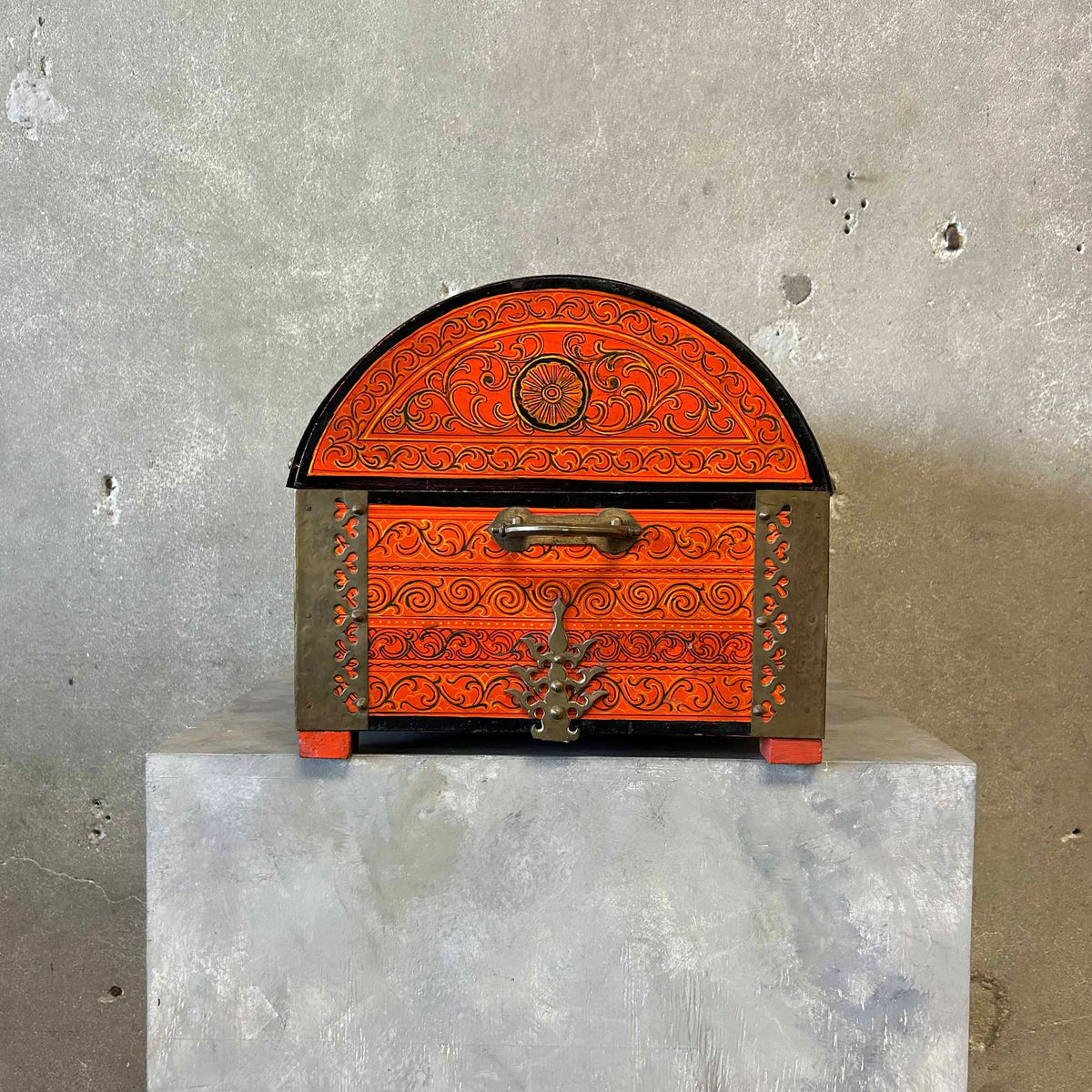Mid Century Burnt Orange South Asian Chest C. 1960s