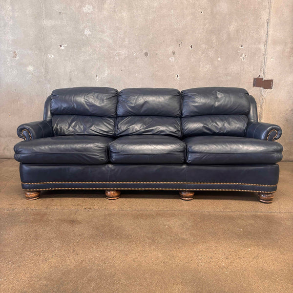 Hancock & Moore Austin English Style Blue Leather Sofa