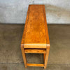 1982 Oak Mid Century Modern Style Console w/ Cane Shelf