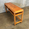 1982 Oak Mid Century Modern Style Console w/ Cane Shelf