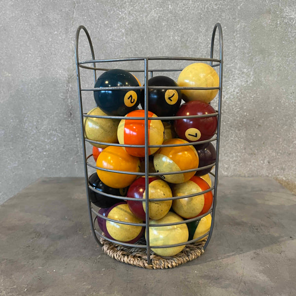 Basket w/ Vintage Pool Balls