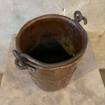 Antique Copper Bucket Cauldron w/ Handle