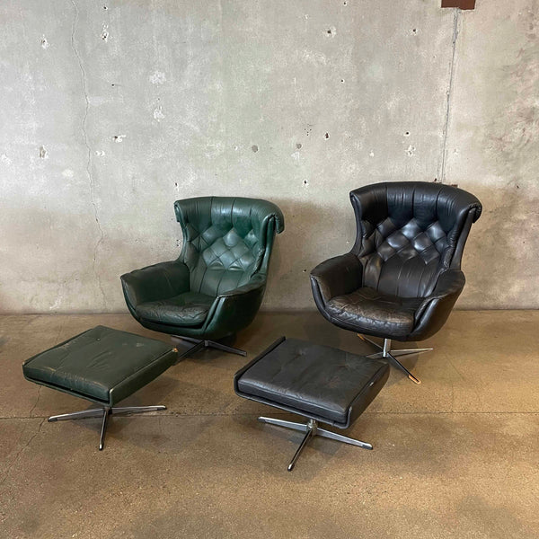Mid Century Modern His/Hers Recliners w/ Ottomans