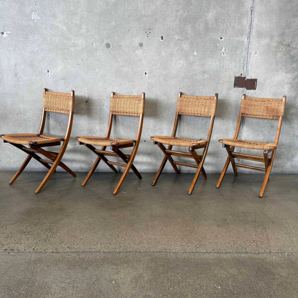 Mid Century Modern Set of Four Folding Game Table Chairs