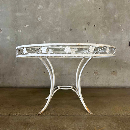 Vintage Iron & Glass Dining Table With Four Chairs