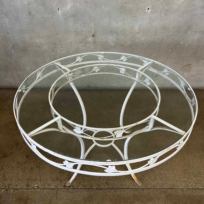 Vintage Iron & Glass Dining Table With Four Chairs