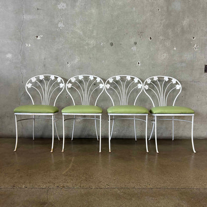 Vintage Iron & Glass Dining Table With Four Chairs