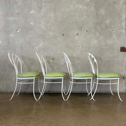 Vintage Iron & Glass Dining Table With Four Chairs