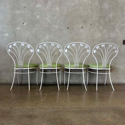 Vintage Iron & Glass Dining Table With Four Chairs