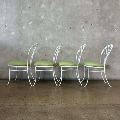 Vintage Iron & Glass Dining Table With Four Chairs