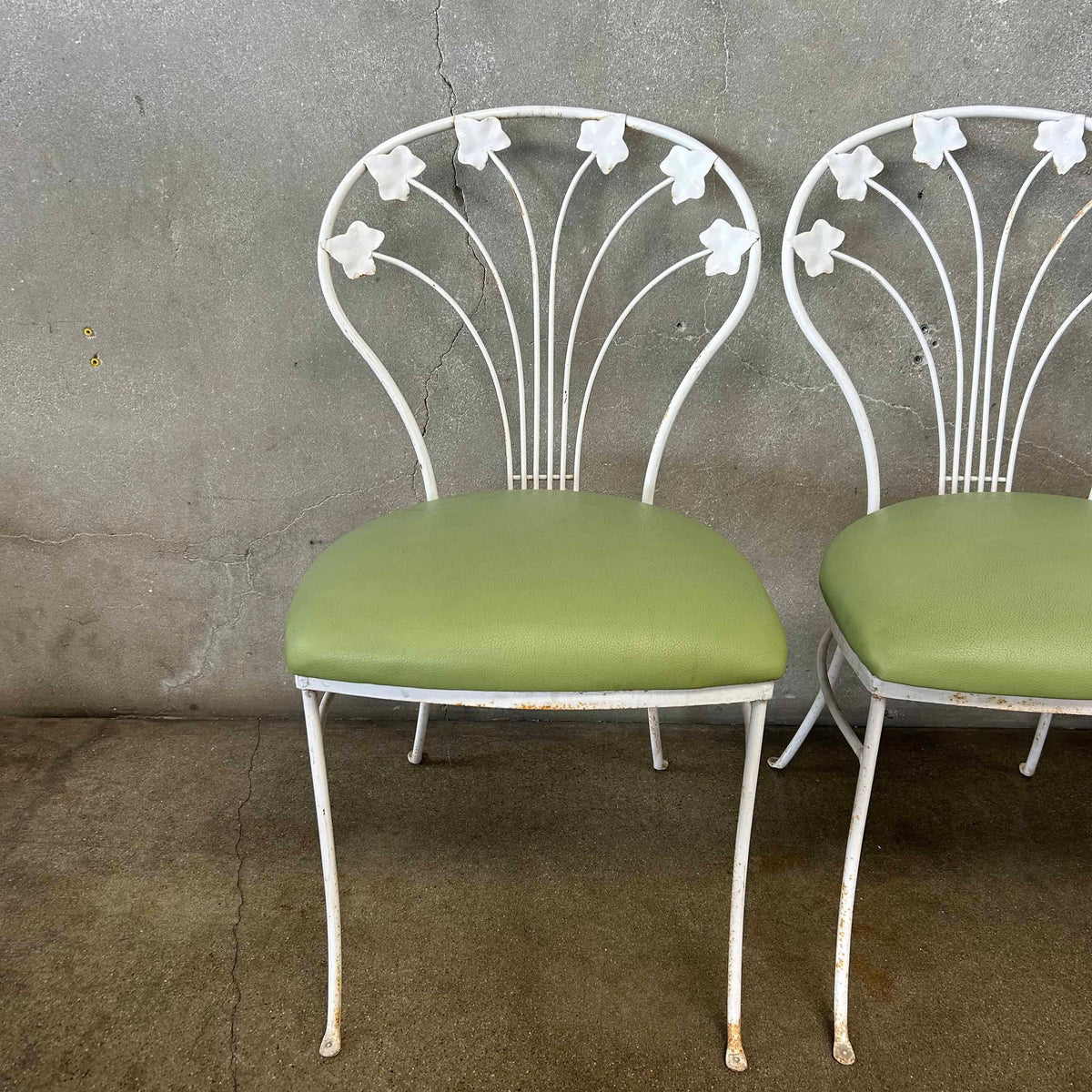 Vintage Iron & Glass Dining Table With Four Chairs