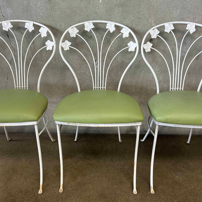 Vintage Iron & Glass Dining Table With Four Chairs
