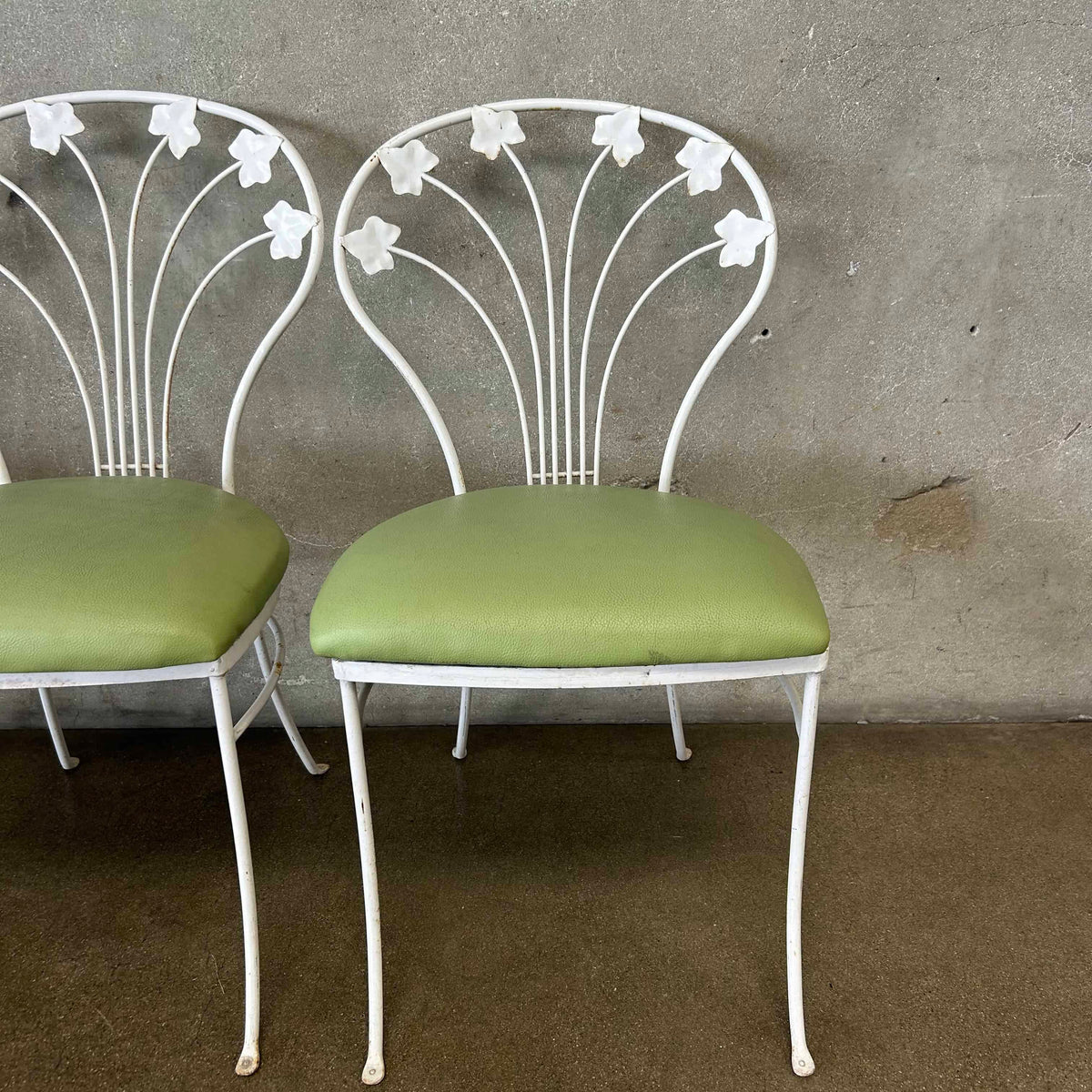 Vintage Iron & Glass Dining Table With Four Chairs