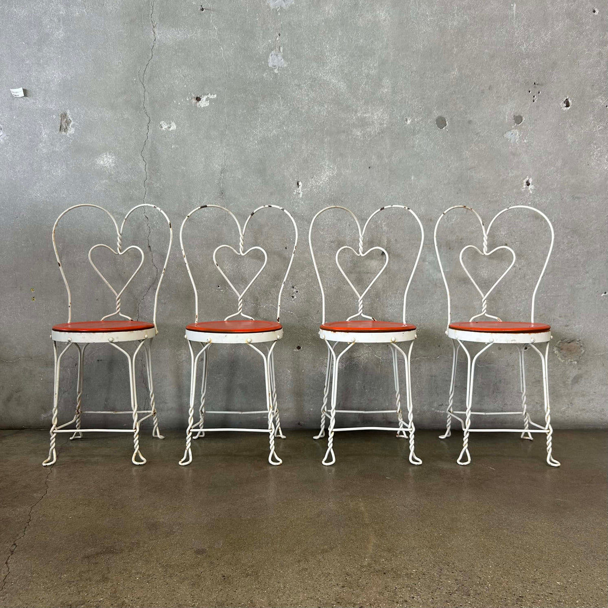 Set of 4 Vintage Ice Cream Parlor Chairs Wrought Iron
