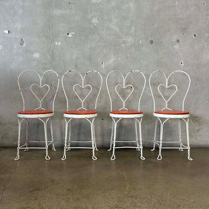 Set of 4 Vintage Ice Cream Parlor Chairs Wrought Iron