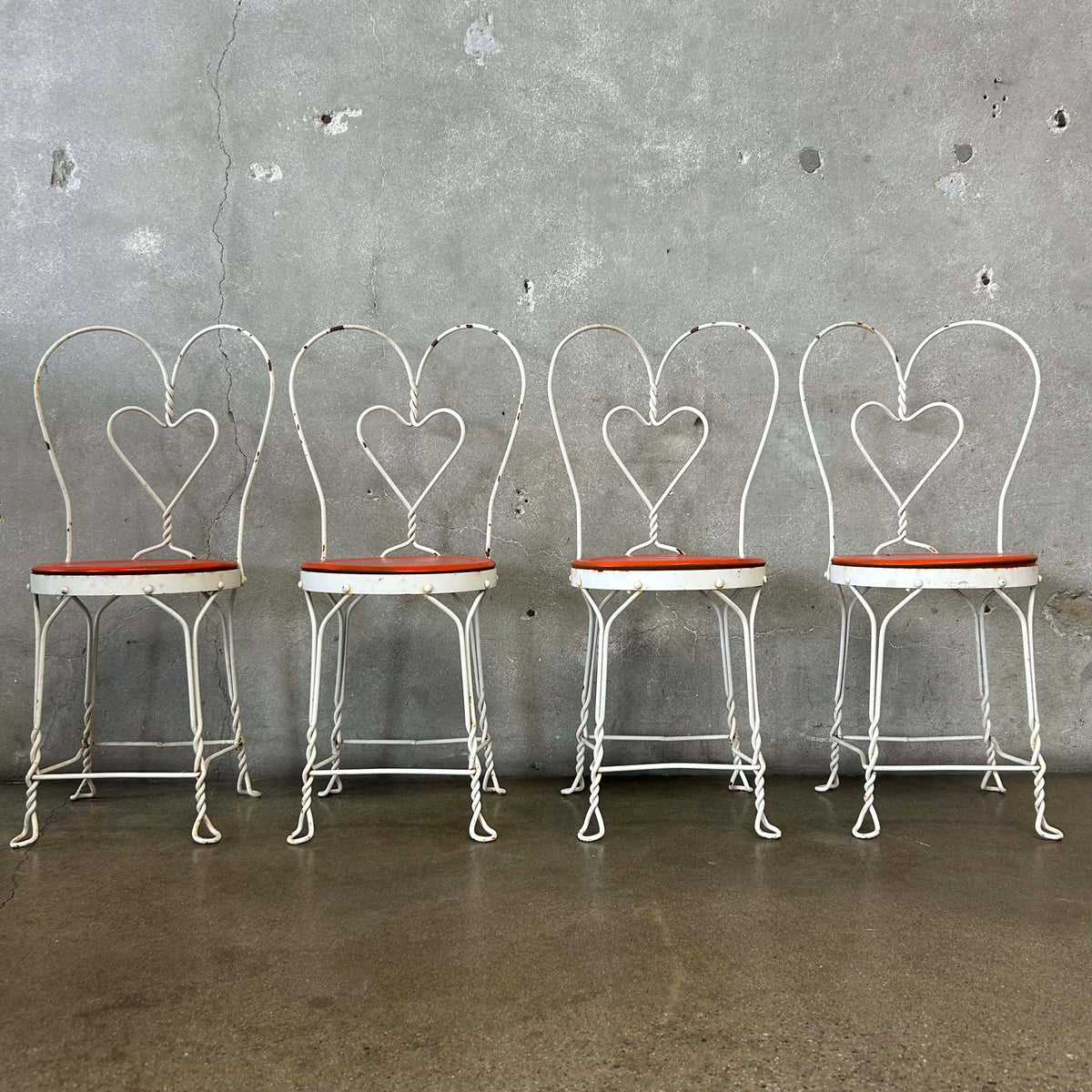 Set of 4 Vintage Ice Cream Parlor Chairs Wrought Iron