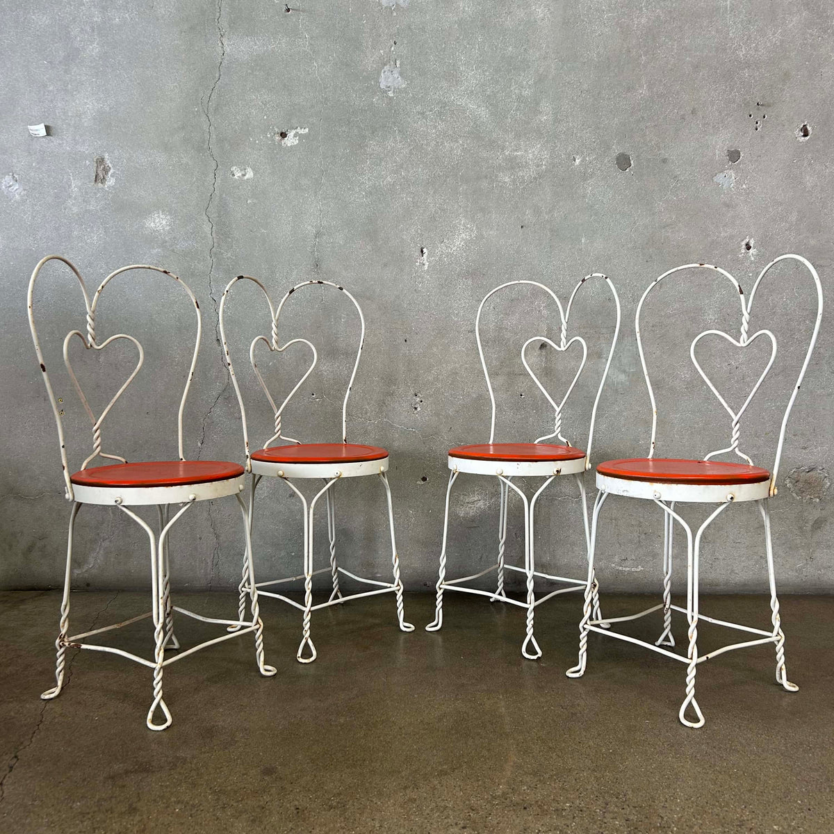 Set of 4 Vintage Ice Cream Parlor Chairs Wrought Iron