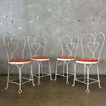 Set of 4 Vintage Ice Cream Parlor Chairs Wrought Iron