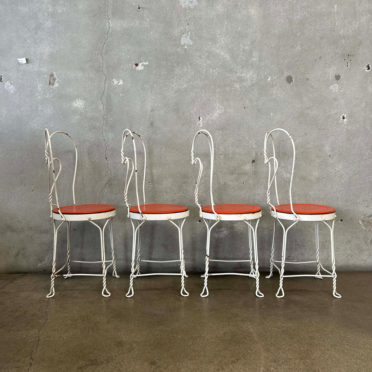 Set of 4 Vintage Ice Cream Parlor Chairs Wrought Iron