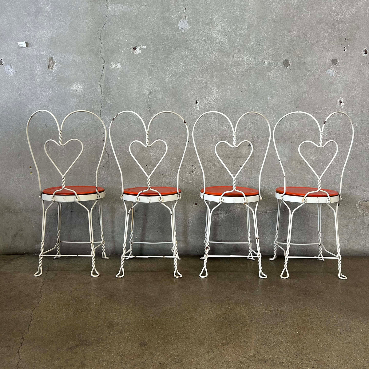 Set of 4 Vintage Ice Cream Parlor Chairs Wrought Iron