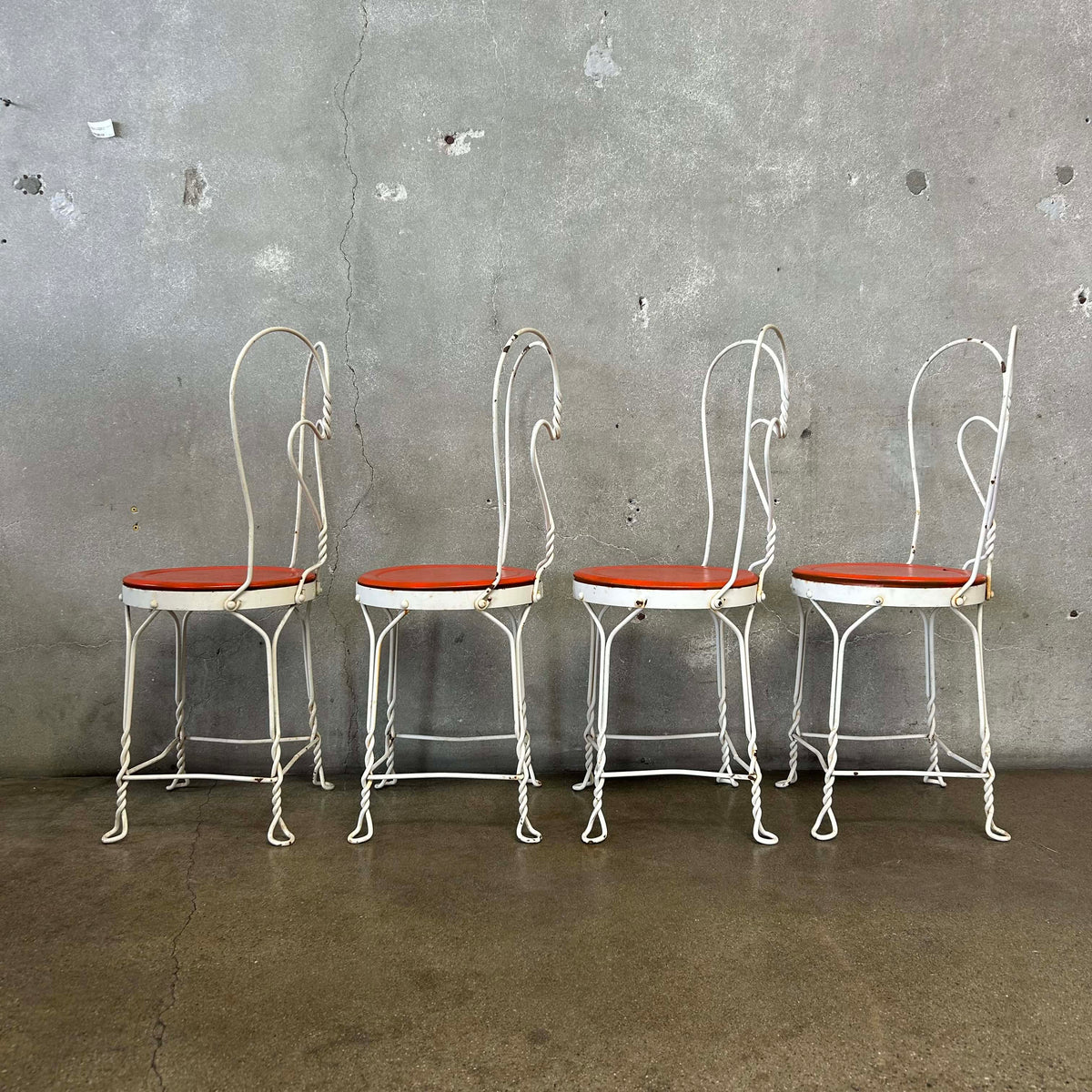 Set of 4 Vintage Ice Cream Parlor Chairs Wrought Iron