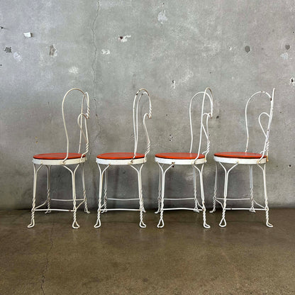 Set of 4 Vintage Ice Cream Parlor Chairs Wrought Iron